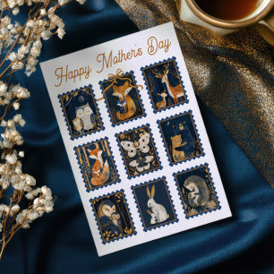 Cartes Pour Fêtes Annuelles Timbres d'animaux fantaisistes de la forêt pour la