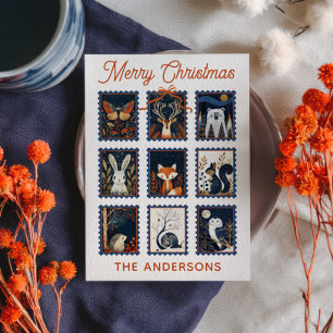 Cartes Pour Fêtes Annuelles Timbres de Collage d'Animaux de Bois Joyeux Noël