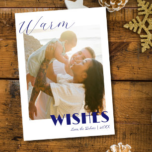 Cartes Pour Fêtes Annuelles Timeles Blue Vœux Chauds Deux Famille Photo de Pla