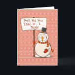 Cartes Pour Fêtes Annuelles Tinsel Snowman à la traîne<br><div class="desc">Le temps de Noël peut être si stressant pour tant de personnes alors envoyez à vos amis et à votre famille cette carte mignonne pour obtenir un coup de pouce d'eux et égayer leur journée!</div>