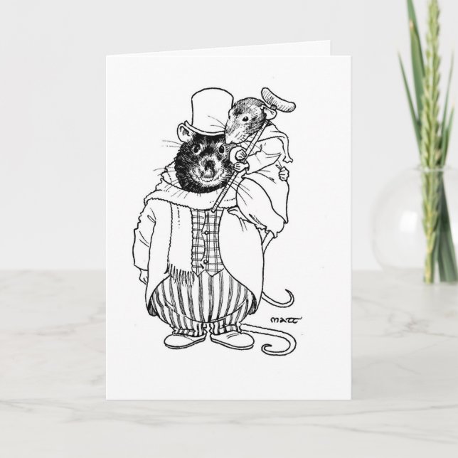 Cartes Pour Fêtes Annuelles Tiny Tim et Bob Cratchett (Devant)