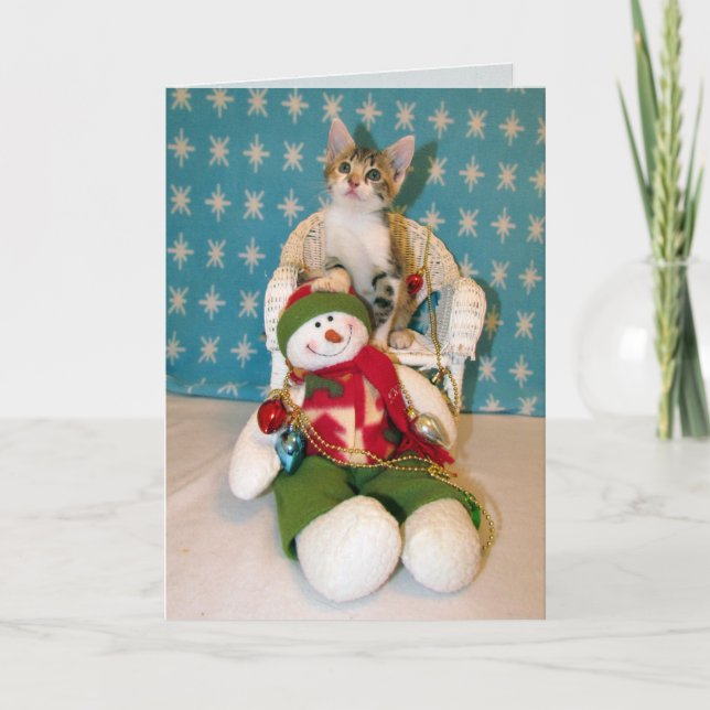 Cartes Pour Fêtes Annuelles Tippy's Snowman - Chat / Kitten Christmas Card (Devant)
