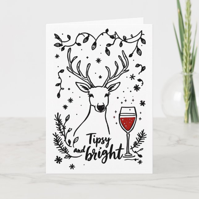 Cartes Pour Fêtes Annuelles Tipsy et Bright Deer (Devant)