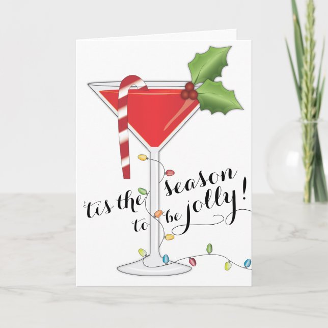 Cartes Pour Fêtes Annuelles 'Tis la saison à être cocktail gai de vacances (Devant)
