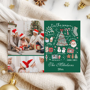 Cartes Pour Fêtes Annuelles Tis Season 2 Photo Retro Green Christmas