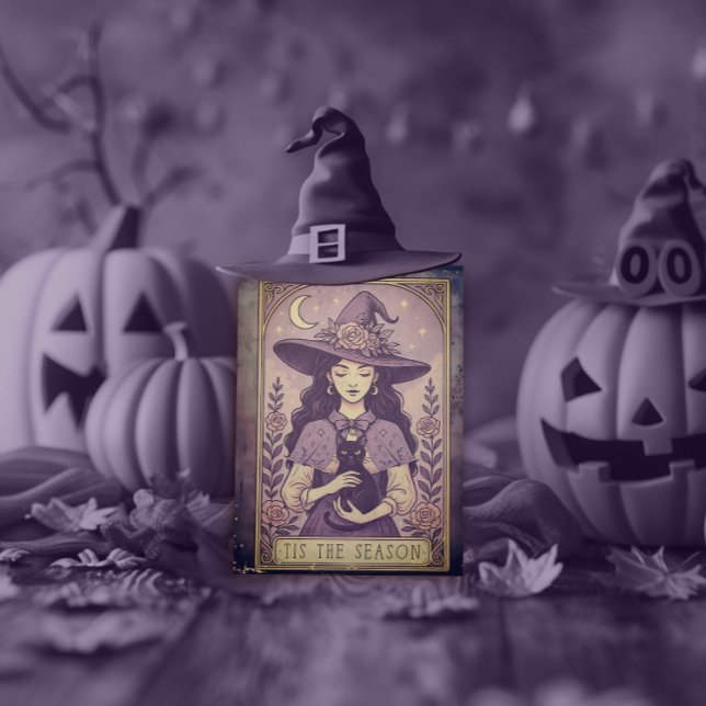 Cartes Pour Fêtes Annuelles "Tis Season Purple Halloween sorcière (Créateur téléchargé)