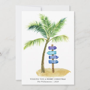 Cartes Pour Fêtes Annuelles Tis the Sea Sun Watercolor Beach Deux photos