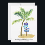 Cartes Pour Fêtes Annuelles Tis the Sea Sun Watercolor Beach Deux photos<br><div class="desc">Tis the Sea Sun Watercolor Beach Two Photos Holiday Card - une petite carte de Noël amusante à envoyer à votre famille et à vos amis cette saison de vacances. La carte comporte un palmier tropical aquarelle avec une enseigne en bois qui dit "c'est le soleil de la mer." avec...</div>