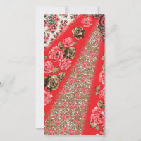 Tissu rouge éclatant avec floral complexe et
