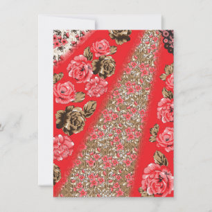 Cartes Pour Fêtes Annuelles Tissu rouge éclatant avec floral complexe et