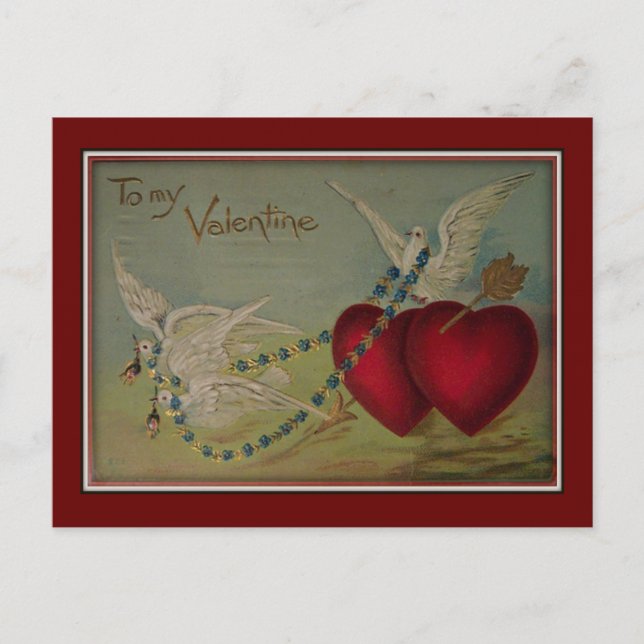 Cartes Pour Fêtes Annuelles To My Valentine Hearts & Doves Valentine Postcard (Devant)