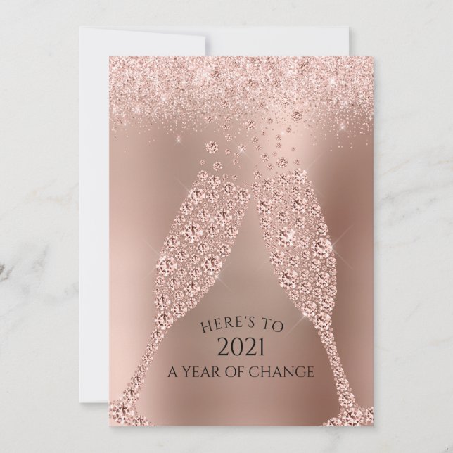 Cartes Pour Fêtes Annuelles Toast rose Champagne Gold à 2021 Numérologie (Devant)