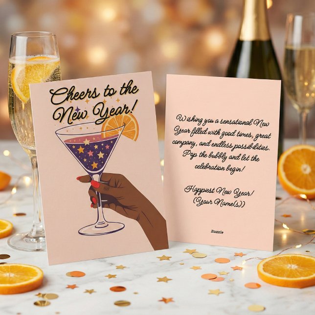 Cartes Pour Fêtes Annuelles Toaste de Nouvel An de style moderne du milieu du  (Créateur téléchargé)