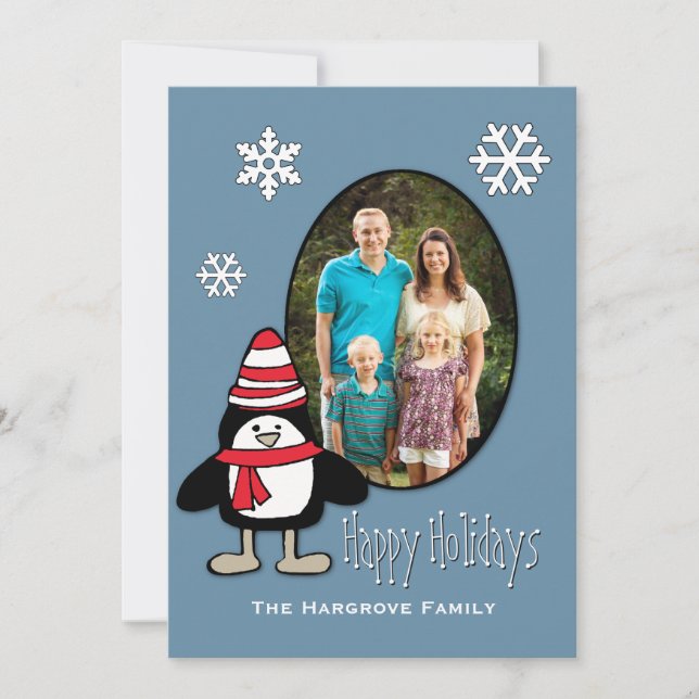 Cartes Pour Fêtes Annuelles Toasty Penguin Holiday Photo Greeting Card (Devant)