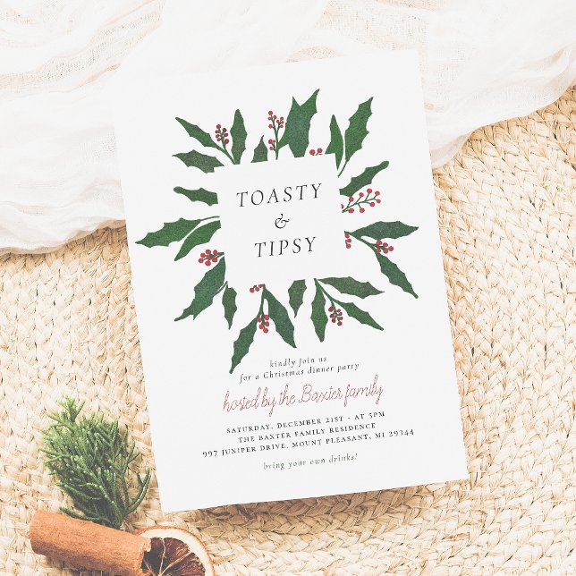 Cartes Pour Fêtes Annuelles Toasty & Tipsy | Soirée Noël (Créateur téléchargé)