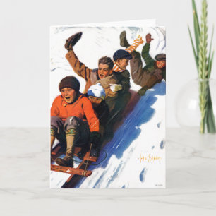 Cartes Pour Fêtes Annuelles Tobagganing