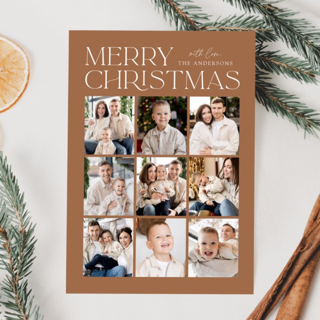 Cartes Pour Fêtes Annuelles Toffee Modern Christmas 9 Photo Collage (Créateur téléchargé)