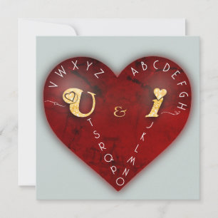 Cartes Pour Fêtes Annuelles Toi et moi - jeu d'alphabet sur un cœur rouge
