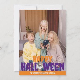 Cartes Pour Fêtes Annuelles Toile d'araignée orange effrayante Joyeux Hallowee