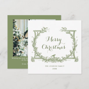 Cartes Pour Fêtes Annuelles Toile De Juoy Sage Green Vintage Photo de Noël