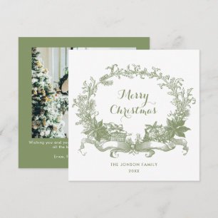 Cartes Pour Fêtes Annuelles Toile De Juoy Sage Green Vintage Photo de Noël