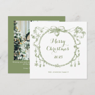 Cartes Pour Fêtes Annuelles Toile De Juoy Sage Green Vintage Photo de Noël