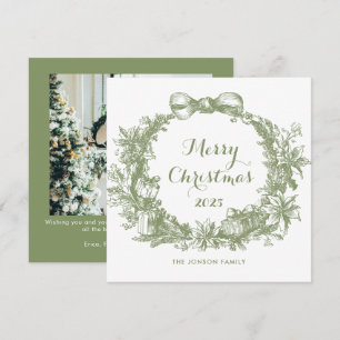 Cartes Pour Fêtes Annuelles Toile De Juoy Sage Green Vintage Photo de Noël