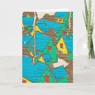 Cartes Pour Fêtes Annuelles Toits bleus la nuit