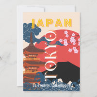 Tokyo Japan Travel Art, Retro Travel Art