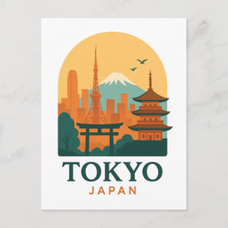 Cartes Pour Fêtes Annuelles Tokyo Japon Souvenir de Voyage Minimaliste