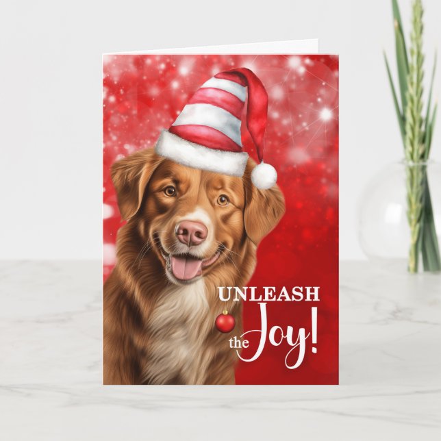 Cartes Pour Fêtes Annuelles Tolling Retriever Dog déchaîner la joie Noël (Devant)