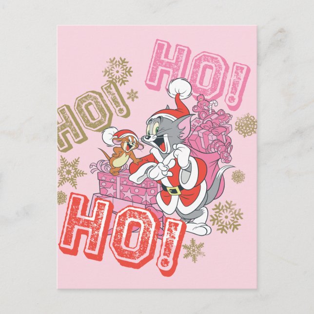 Cartes Pour Fêtes Annuelles Tom et Jerry "Ho! Ho! Ho!" Livraison de cadeaux de (Devant)