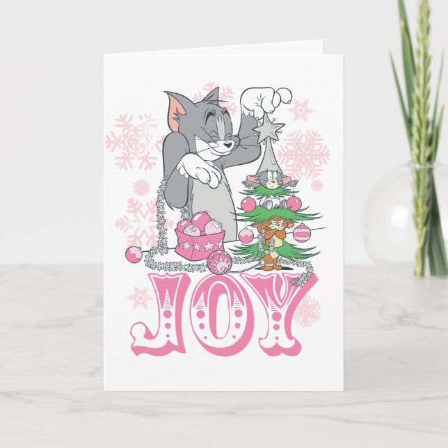 Cartes Pour Fêtes Annuelles Tom, Jerry et Nibbles décorent la joie (Devant)