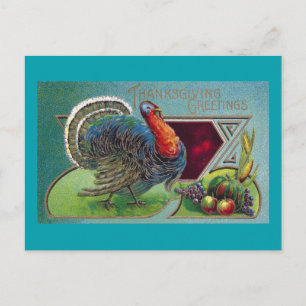 Cartes Pour Fêtes Annuelles Tom Turquie, Raisins et maïs Vintage Thanksgiving