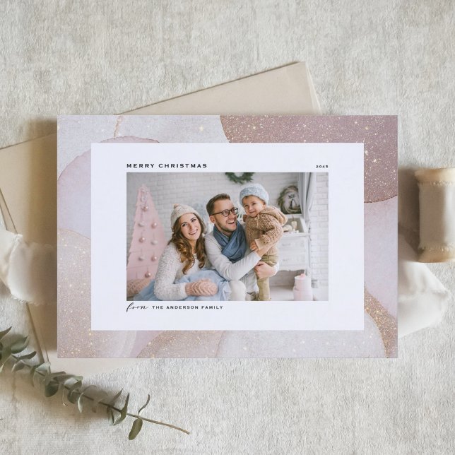 Cartes Pour Fêtes Annuelles Tons mauve et Parties scintillant Accents Photo No (Créateur téléchargé)