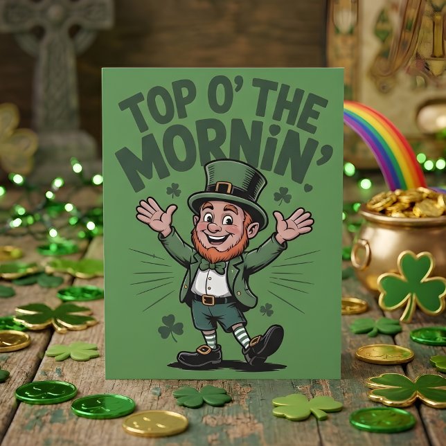 Cartes Pour Fêtes Annuelles Top O The Mornin Leprechaun Lucky Charm Art (Créateur téléchargé)