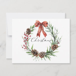 Cartes Pour Fêtes Annuelles Topographie de la couronne de Noël aquarelle