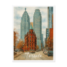 Toronto Skyline Canada Aquarelle Vintage