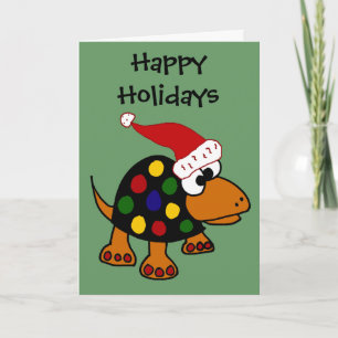 Cartes Pour Fêtes Annuelles Tortue amusante à Santa Hat Art de Noël