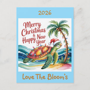 Cartes Pour Fêtes Annuelles Tortue dans le paradis de Noël Custom