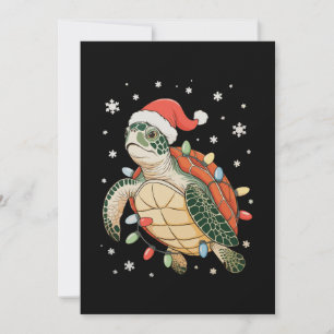 Cartes Pour Fêtes Annuelles Tortue de mer Lumières de Noël Chapeau Xmas Fêtes