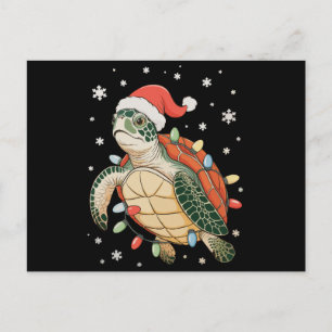 Cartes Pour Fêtes Annuelles Tortue de mer Lumières de Noël Chapeau Xmas Fêtes