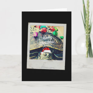 Cartes Pour Fêtes Annuelles Tortue de Noël Faux Grunge Photographie Vintage