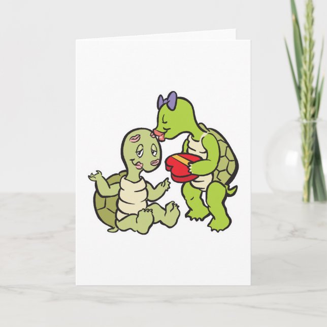 Cartes Pour Fêtes Annuelles tortue des valentines (Devant)