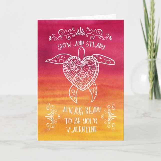 Cartes Pour Fêtes Annuelles Tortue lente et régulière Valentine Amour-Drôle (Devant)