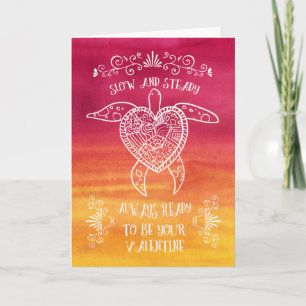 Cartes Pour Fêtes Annuelles Tortue lente et régulière Valentine Amour-Drôle