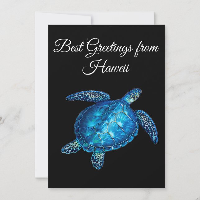 Cartes Pour Fêtes Annuelles Tortue marine avec votre texte personnalisé (Devant)