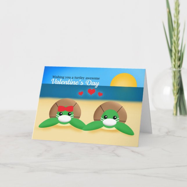 Cartes Pour Fêtes Annuelles Tortues de mer Heureuses Saintes-Valentin dans des (Devant)