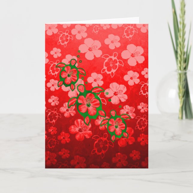 Cartes Pour Fêtes Annuelles Tortues de Noël Honu (Devant)