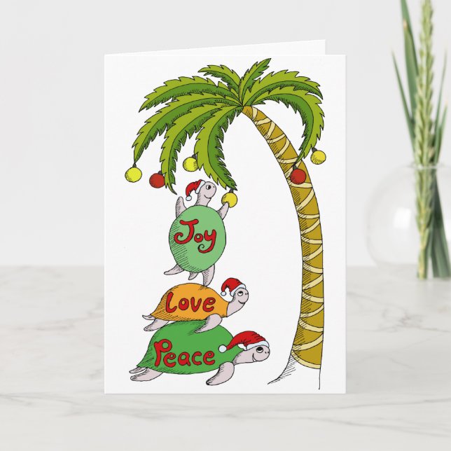 Cartes Pour Fêtes Annuelles Tortues hawaïennes de Noël (Devant)